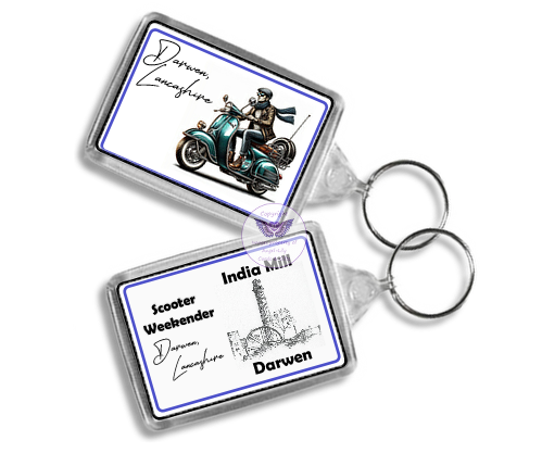 Scooter Weekender
Double Sided
Oblong Keyring
£1.50