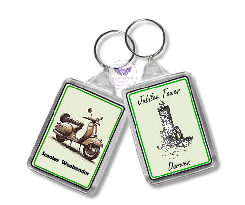 Scooter Weekender
Double Sided
Oblong Keyring
£1.50