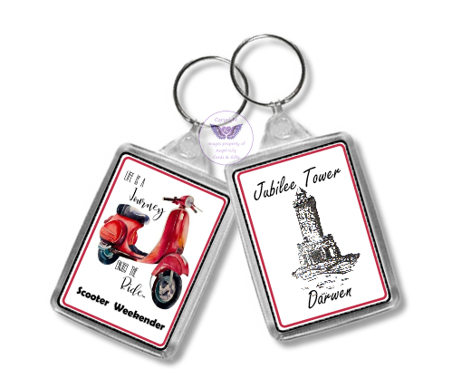 Scooter Weekender
Double Sided
Oblong Keyring
£1.50
